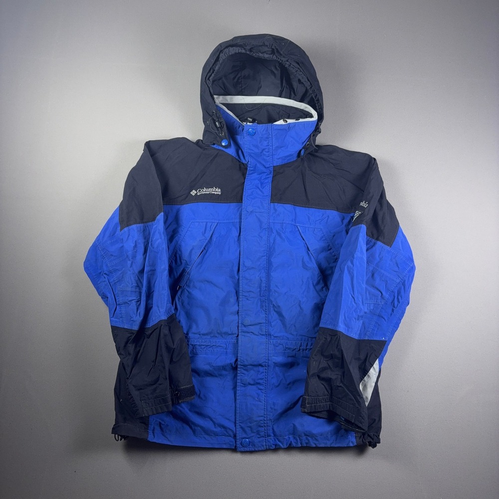 Vintage Columbia Omni-Tech Parka Jacket Blue Black Mens Large Gorpcore